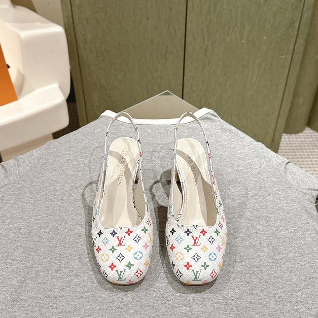 SWING SLINGBACK PUMP 55 MM IN WHITE MONOGRAM CALFSKIN