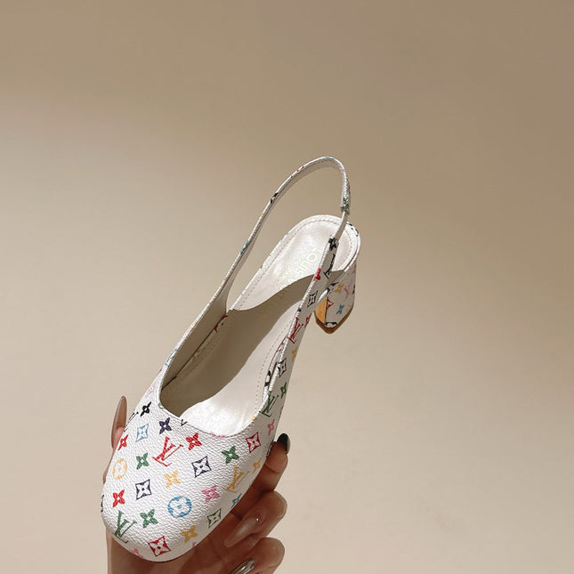 SWING SLINGBACK PUMP 55 MM IN WHITE MONOGRAM CALFSKIN