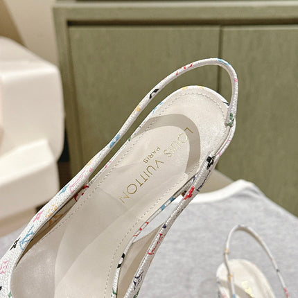 SWING SLINGBACK PUMP 55 MM IN WHITE MONOGRAM CALFSKIN