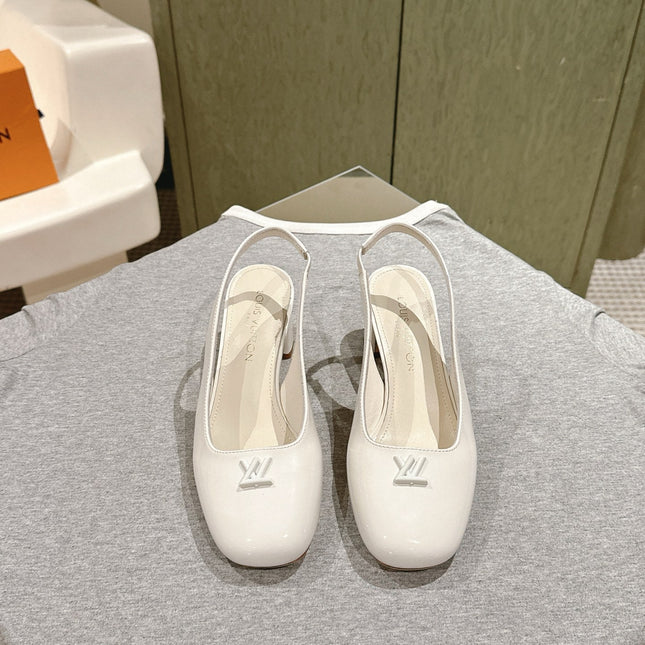 SWING SLINGBACK PUMP 55 MM IN WHITE PATENT CALFSKIN