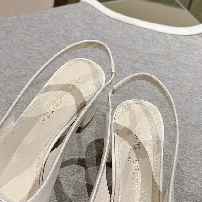 SWING SLINGBACK PUMP 55 MM IN WHITE PATENT CALFSKIN
