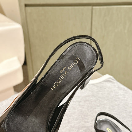 SWING SLINGBACK PUMP 55 MM IN BLACK PATENT CALFSKIN