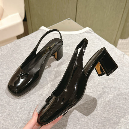 SWING SLINGBACK PUMP 55 MM IN BLACK PATENT CALFSKIN
