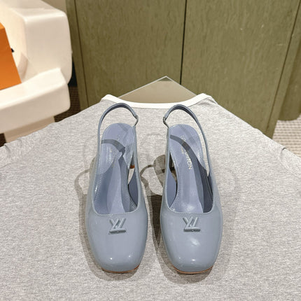 SWING SLINGBACK PUMP 55 MM IN ICE BLUE PATENT CALFSKIN