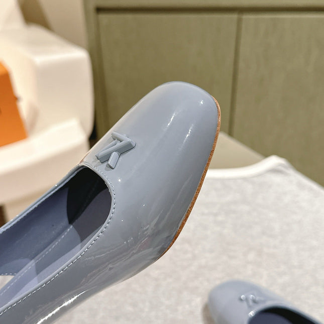 SWING SLINGBACK PUMP 55 MM IN ICE BLUE PATENT CALFSKIN