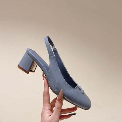 SWING SLINGBACK PUMP 55 MM IN ICE BLUE PATENT CALFSKIN