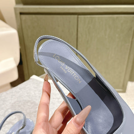 SWING SLINGBACK PUMP 55 MM IN ICE BLUE PATENT CALFSKIN