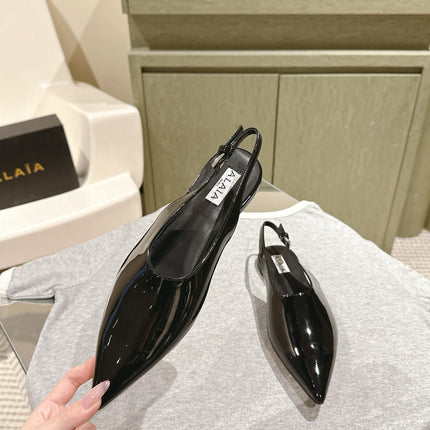 ALAIA SLINGBACK 25S IN BLACK PATENT LEATHER