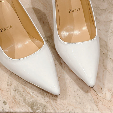 SPORTY KATE PUMPS 95MM IN WHITE GLOSSY CALFSKIN