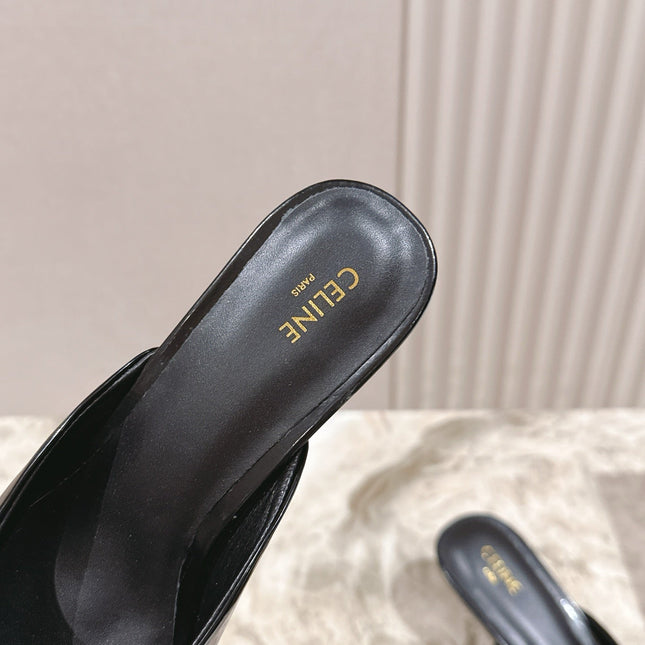CELINE 25S ALMA TRIOMPHE MULE 45MM IN BLACK CALFSKIN SILVER HARDWARE