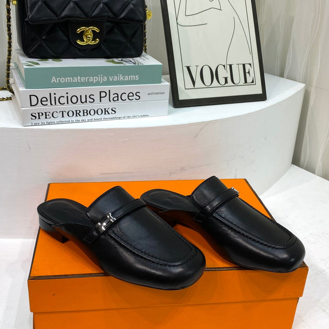 IENA MULE BLACK CALFSKIN