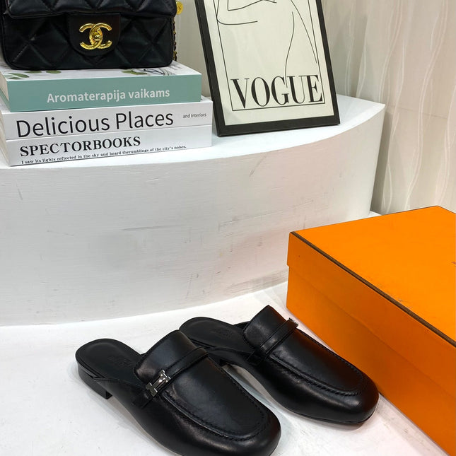 IENA MULE BLACK CALFSKIN