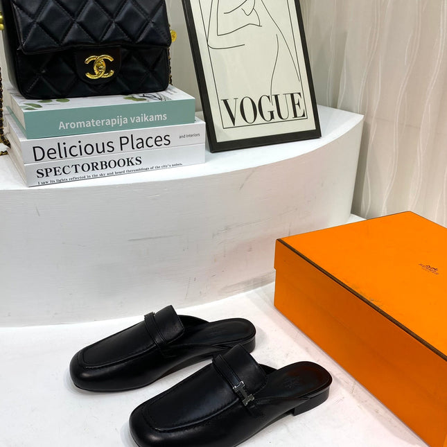 IENA MULE BLACK CALFSKIN
