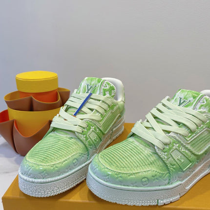 LV TRAINER MAXI SNEAKER IN GREEN PASTEL EMBOSSED CALFSKIN