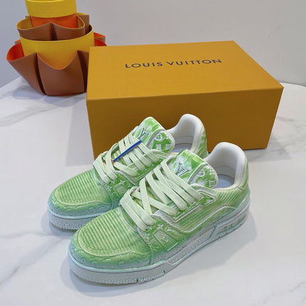 LV TRAINER MAXI SNEAKER IN GREEN PASTEL EMBOSSED CALFSKIN