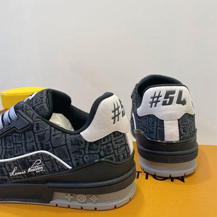 TRAINER SNEAKER IN BLACK MONOGRAM DENIM FABRIC