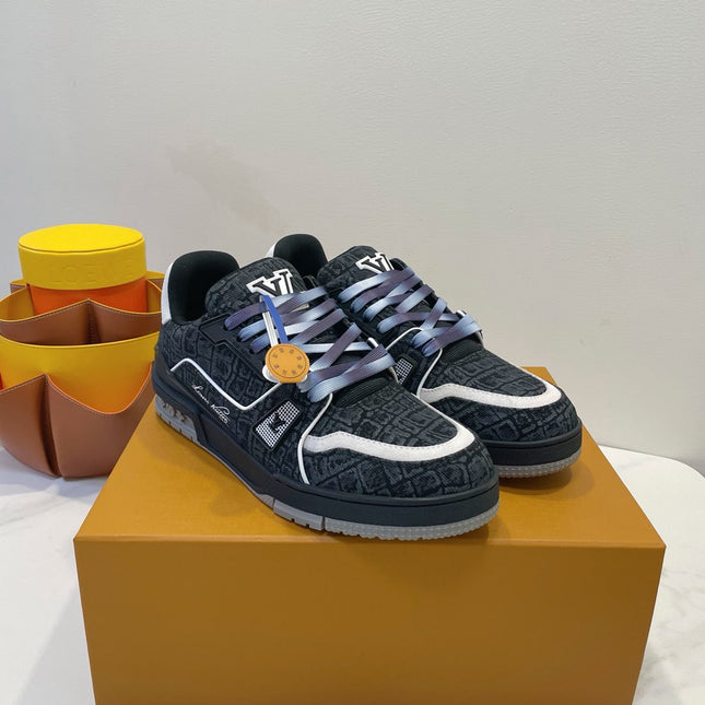 TRAINER SNEAKER IN BLACK MONOGRAM DENIM FABRIC