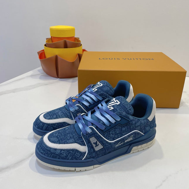 TRAINER SNEAKER IN CLASSIC BLUE MONOGRAM DENIM FABRIC