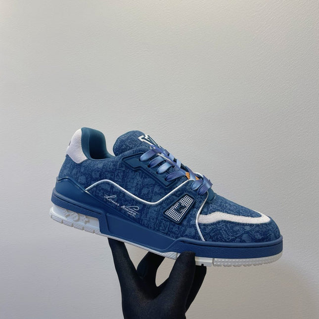 TRAINER SNEAKER IN CLASSIC BLUE MONOGRAM DENIM FABRIC
