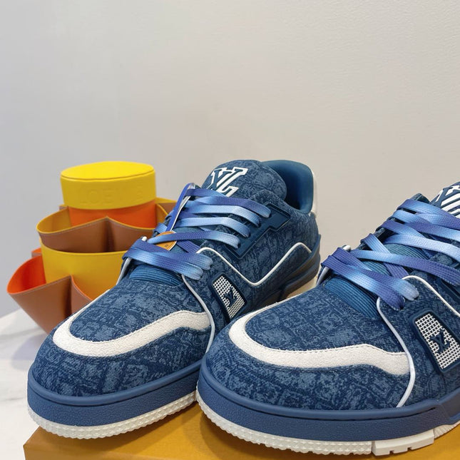 TRAINER SNEAKER IN CLASSIC BLUE MONOGRAM DENIM FABRIC
