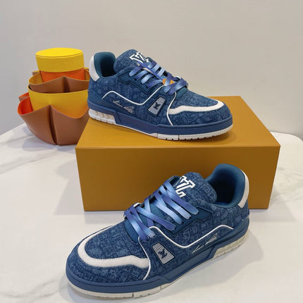 TRAINER SNEAKER IN CLASSIC BLUE MONOGRAM DENIM FABRIC
