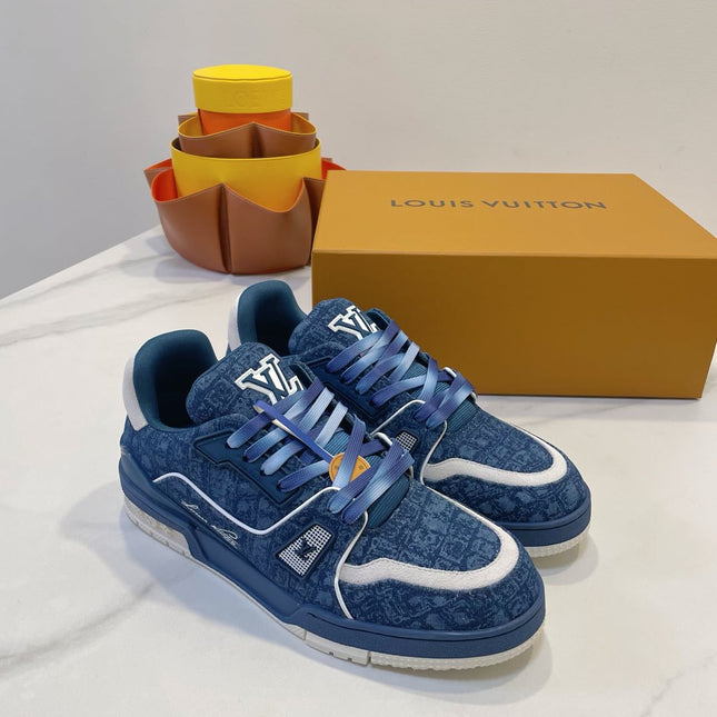 TRAINER SNEAKER IN CLASSIC BLUE MONOGRAM DENIM FABRIC
