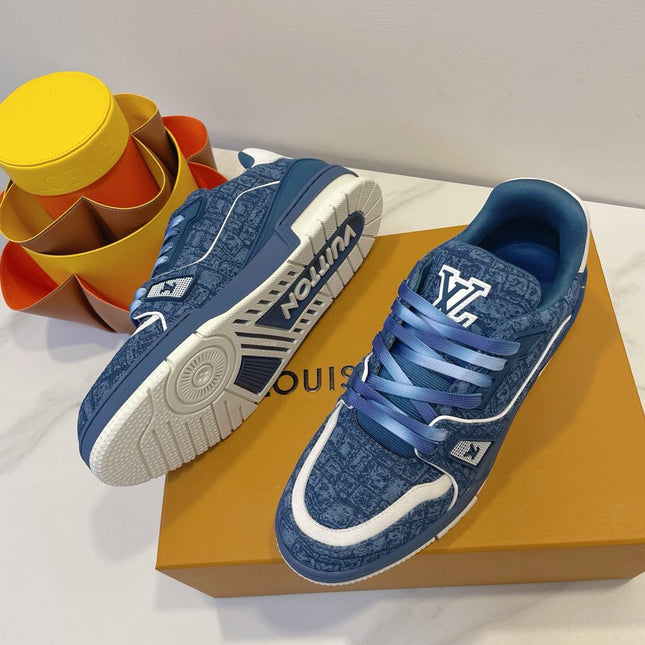 TRAINER SNEAKER IN CLASSIC BLUE MONOGRAM DENIM FABRIC