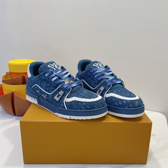 TRAINER SNEAKER IN CLASSIC BLUE MONOGRAM DENIM FABRIC