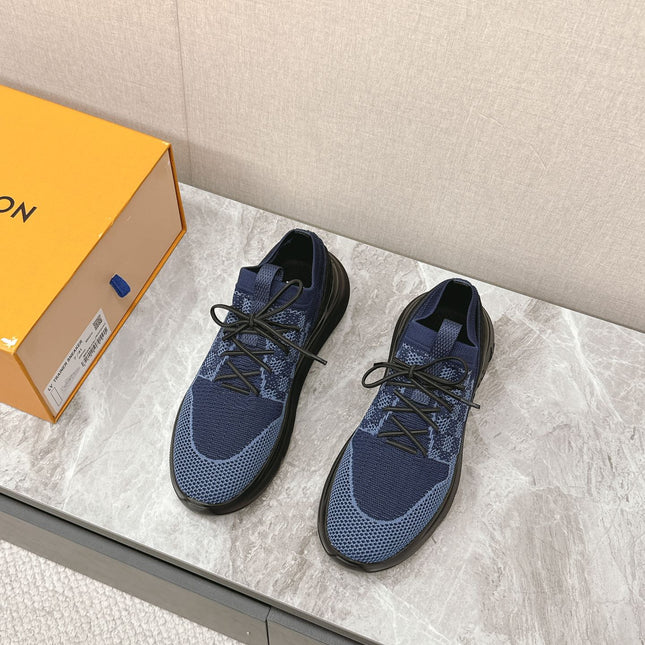 SNEAKERS IN MIDNIGHT BLUE DAMIER ELASTIC FABRIC