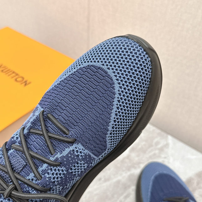 SNEAKERS IN MIDNIGHT BLUE DAMIER ELASTIC FABRIC