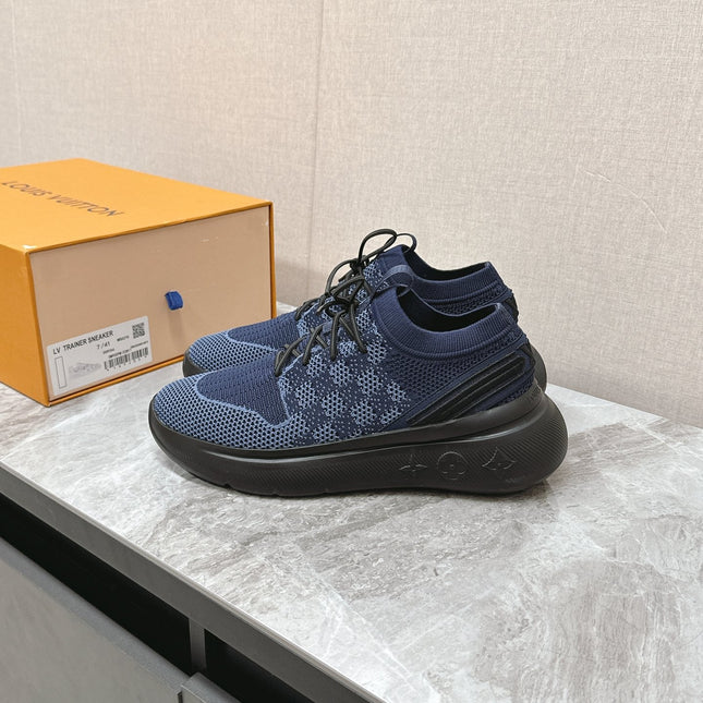 SNEAKERS IN MIDNIGHT BLUE DAMIER ELASTIC FABRIC