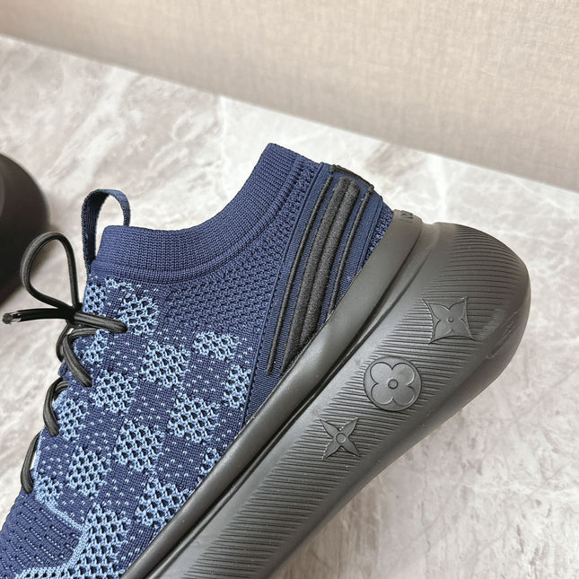 SNEAKERS IN MIDNIGHT BLUE DAMIER ELASTIC FABRIC