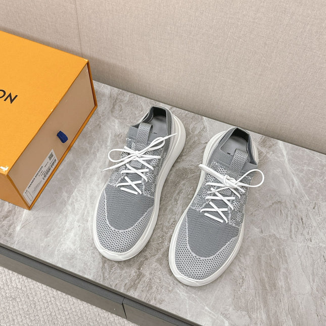 SNEAKERS IN DOVE GRAY DAMIER ELASTIC FABRIC