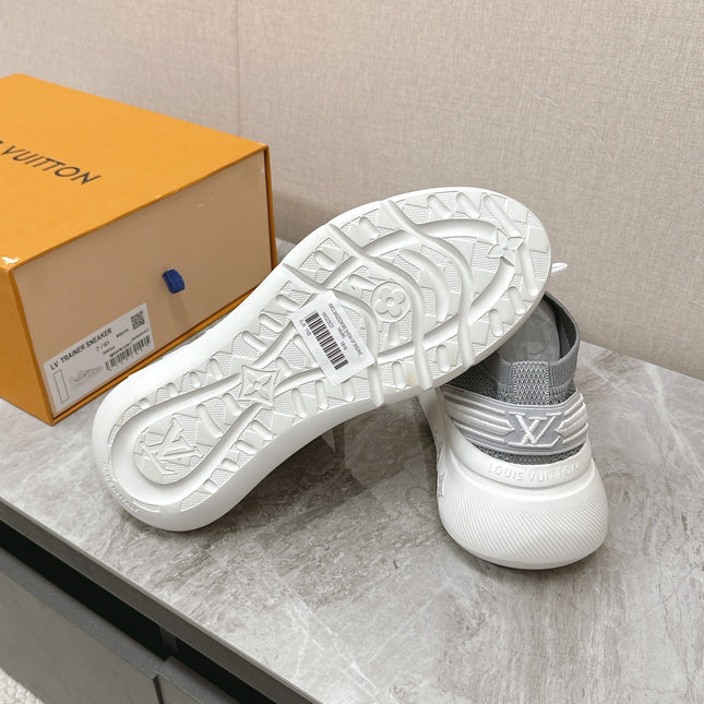 SNEAKERS IN DOVE GRAY DAMIER ELASTIC FABRIC