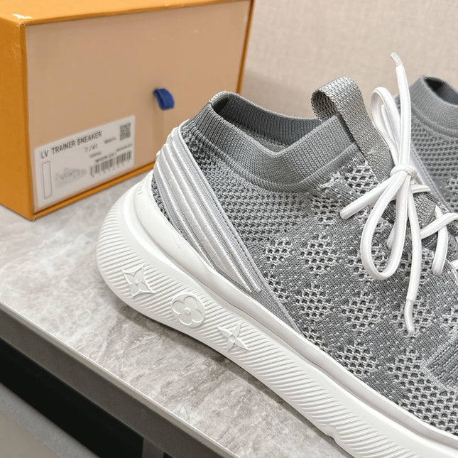 SNEAKERS IN DOVE GRAY DAMIER ELASTIC FABRIC
