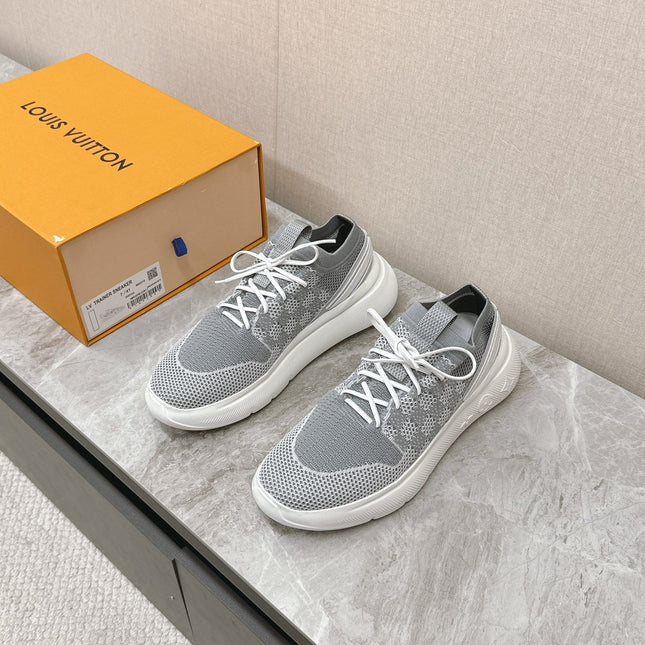 SNEAKERS IN DOVE GRAY DAMIER ELASTIC FABRIC
