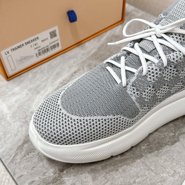 SNEAKERS IN DOVE GRAY DAMIER ELASTIC FABRIC