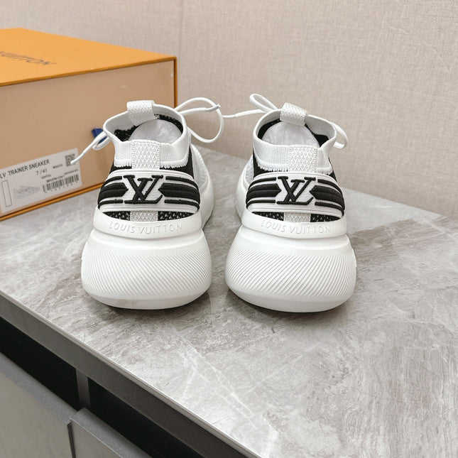 SNEAKERS IN WHITE DAMIER ELASTIC FABRIC