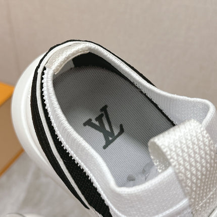 SNEAKERS IN WHITE DAMIER ELASTIC FABRIC