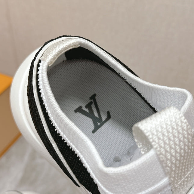 SNEAKERS IN WHITE DAMIER ELASTIC FABRIC
