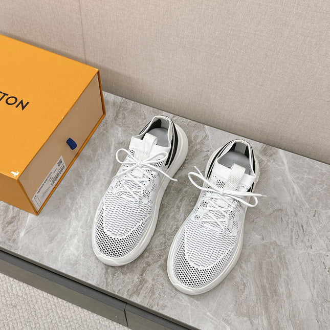 SNEAKERS IN WHITE DAMIER ELASTIC FABRIC