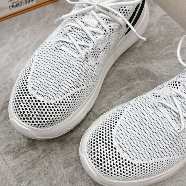 SNEAKERS IN WHITE DAMIER ELASTIC FABRIC
