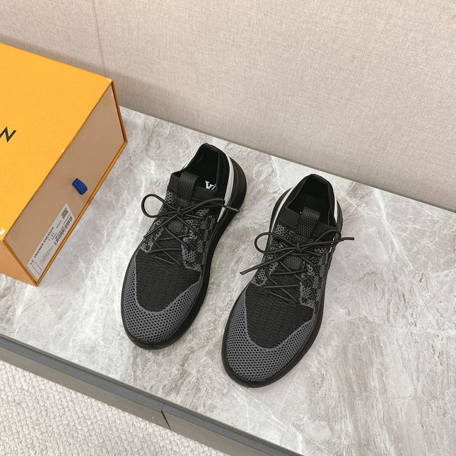 SNEAKERS IN BLACK DAMIER ELASTIC FABRIC