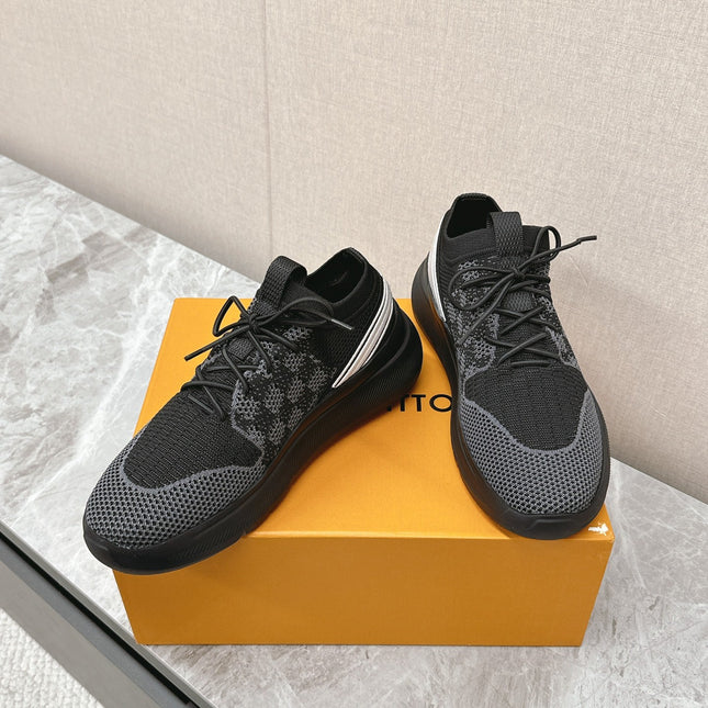SNEAKERS IN BLACK DAMIER ELASTIC FABRIC