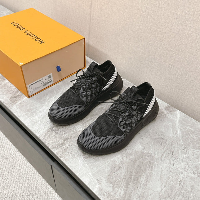 SNEAKERS IN BLACK DAMIER ELASTIC FABRIC