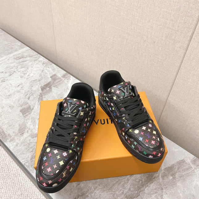 TRAINER SNEAKER IN BLACK MIX COLORFUL CALFSKIN