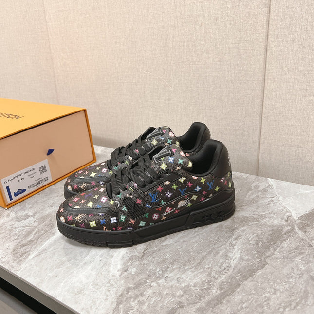 TRAINER SNEAKER IN BLACK MIX COLORFUL CALFSKIN