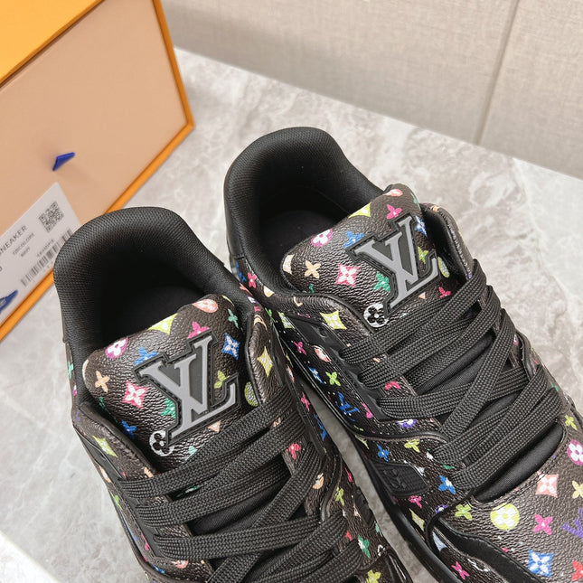 TRAINER SNEAKER IN BLACK MIX COLORFUL CALFSKIN