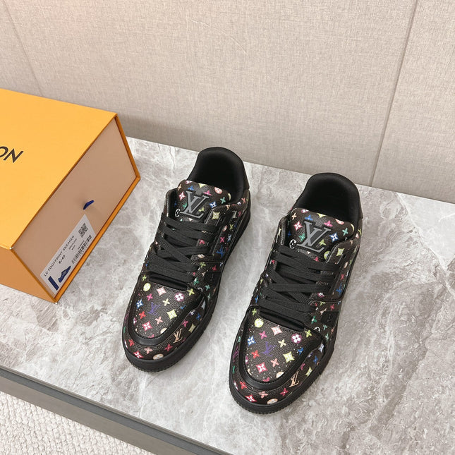 TRAINER SNEAKER IN BLACK MIX COLORFUL CALFSKIN