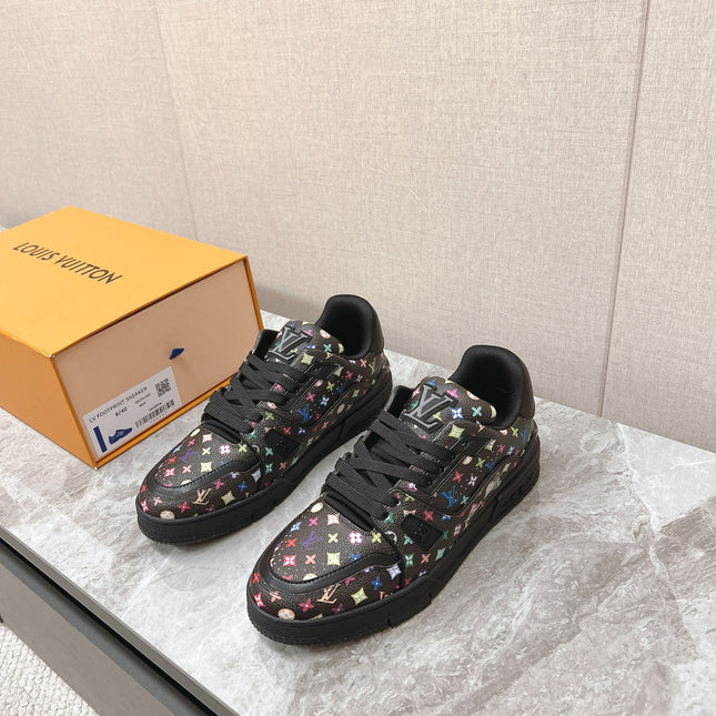 TRAINER SNEAKER IN BLACK MIX COLORFUL CALFSKIN